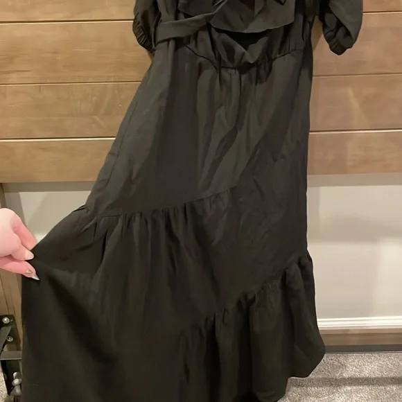 Top shop Bardot Midi Dress Black size 12 - Picture 3 of 11